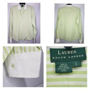Lauren Ralph Lauren Green White Stripe Long Sleeve